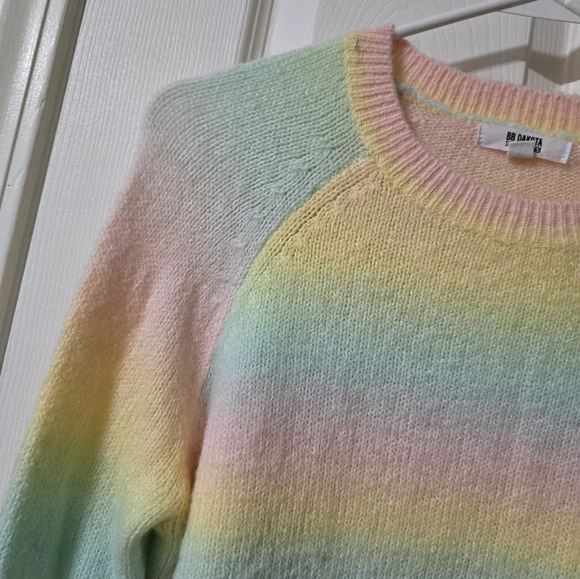 BB Dakota Pastel Rainbow Stripe Crewneck Sweater, Acrylic & Wool Blend, EUC! - Picture 5 of 12